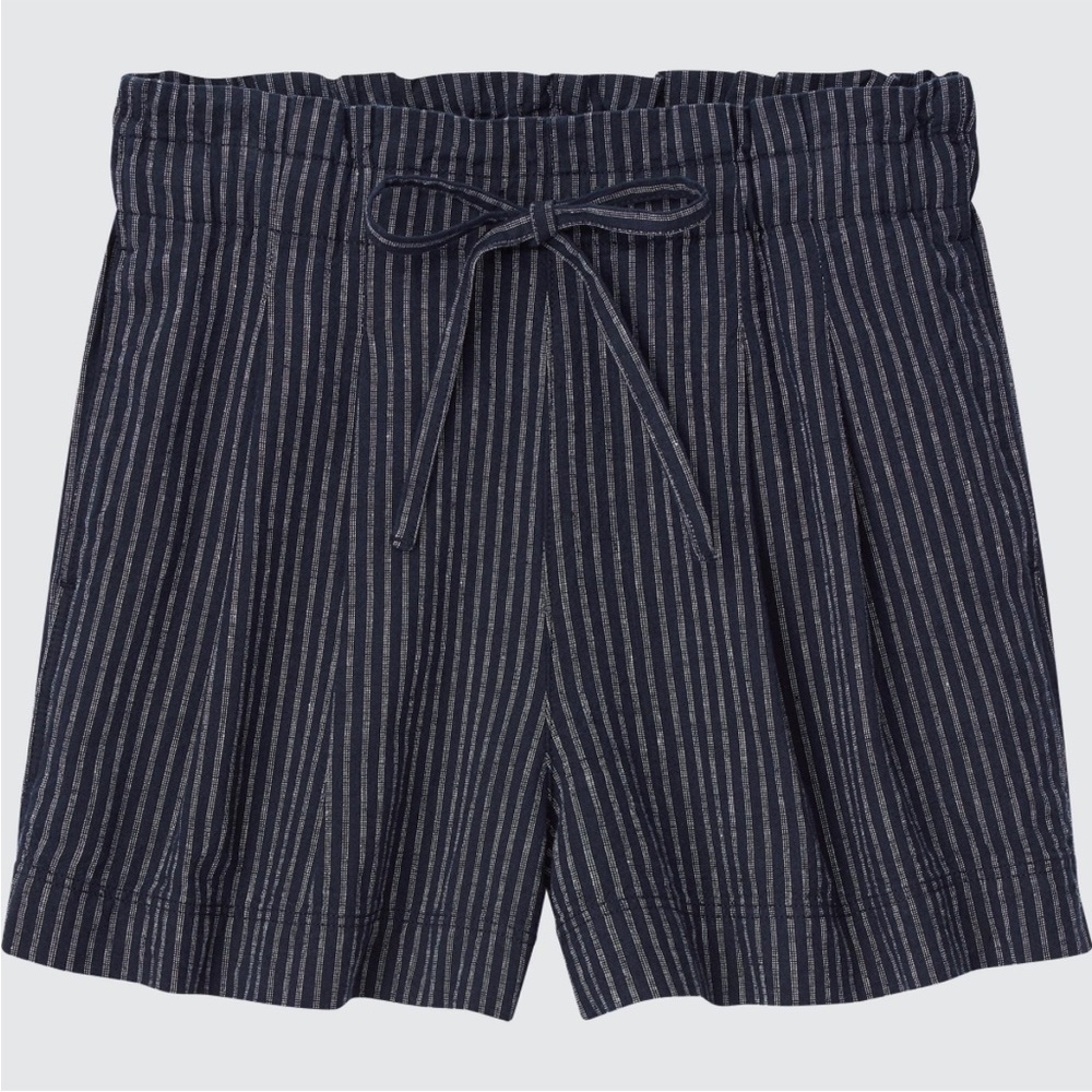 NWT NEVER WORN | Uniqlo Women Linen Cotton Shorts, Blue with stripes, Size XS